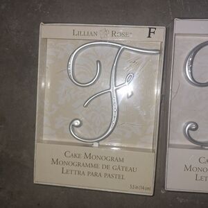 Lillian Rose Silver Cake Monogram 'F' T or J